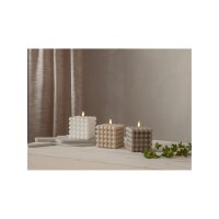 LED-Wachskerze Flamme Dot Grau – Bubble-Design, 12,5?cm, mit Timer & LED-Flamme