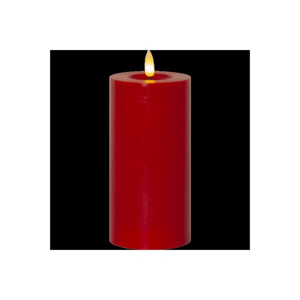LED-Wachskerze mit natrurgetreuer Flamme in rot 17cm