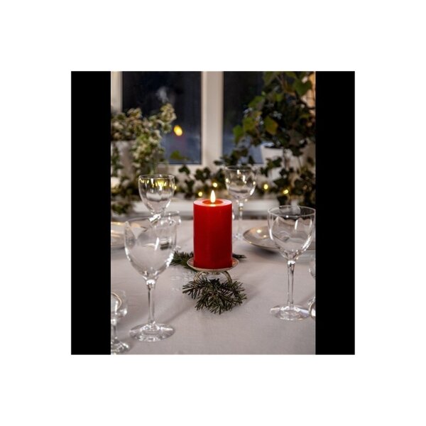 LED-Wachskerze mit natrurgetreuer Flamme in rot 17cm