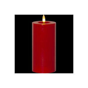 LED-Wachskerze mit natrurgetreuer Flamme in rot 17cm