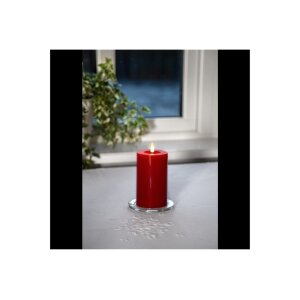 LED-Wachskerze mit natrurgetreuer Flamme in rot 17cm