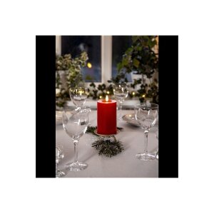 LED-Wachskerze mit natrurgetreuer Flamme in rot 17cm