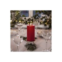 LED-Wachskerze mit natrurgetreuer Flamme in rot 17cm