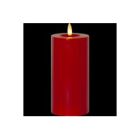 LED-Wachskerze mit natrurgetreuer Flamme in rot 17cm