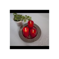 LED-Wachskerze mit natrurgetreuer Flamme in rot 17cm