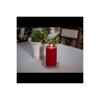 LED-Wachskerze mit natrurgetreuer Flamme in rot 17cm