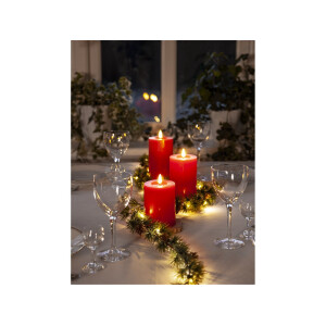 LED-Stumpenkerze Flamme Flow Rot – 15?cm mit flüssigem Wachseffekt & Timer