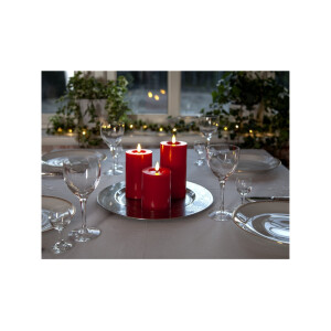 LED-Stumpenkerze Flamme Flow Rot – 15?cm mit flüssigem Wachseffekt & Timer