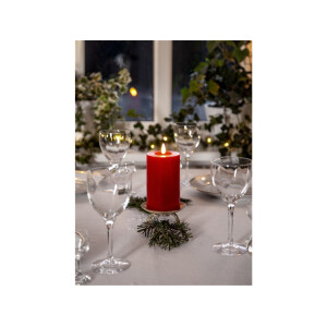 LED-Stumpenkerze Flamme Flow Rot – 15?cm mit flüssigem Wachseffekt & Timer