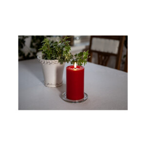 LED-Stumpenkerze Flamme Flow Rot – 15?cm mit flüssigem Wachseffekt & Timer