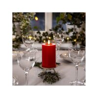 LED-Stumpenkerze Flamme Flow Rot – 15?cm mit flüssigem Wachseffekt & Timer