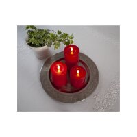 LED-Stumpenkerze Flamme Flow Rot – 15?cm mit flüssigem Wachseffekt & Timer