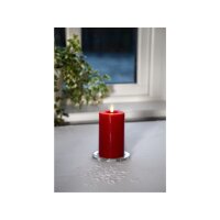 LED-Stumpenkerze Flamme Flow Rot – 15?cm mit flüssigem Wachseffekt & Timer