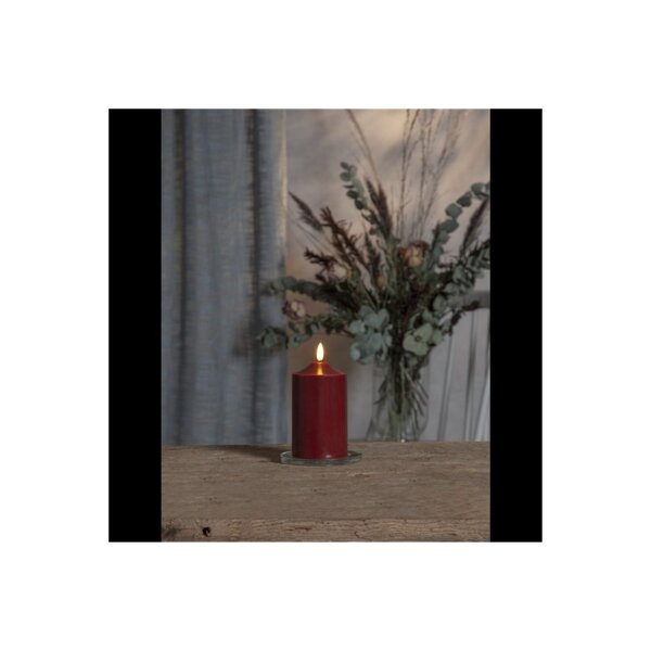 LED STUMPENKERZE FLAMME Rot 15cm