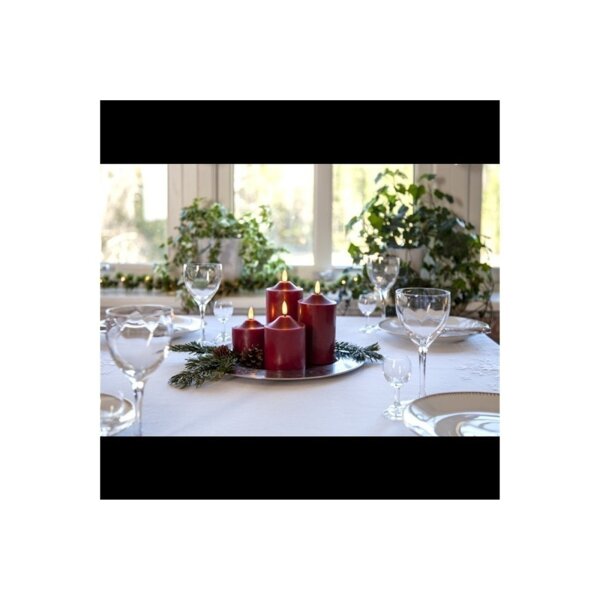 LED STUMPENKERZE FLAMME Rot 15cm