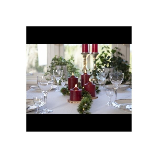 LED STUMPENKERZE FLAMME Rot 15cm