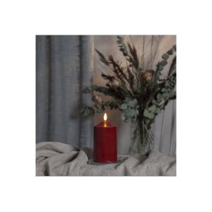 LED STUMPENKERZE FLAMME Rot 15cm