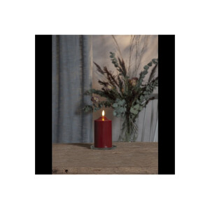 LED STUMPENKERZE FLAMME Rot 15cm