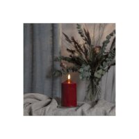 LED STUMPENKERZE FLAMME Rot 15cm