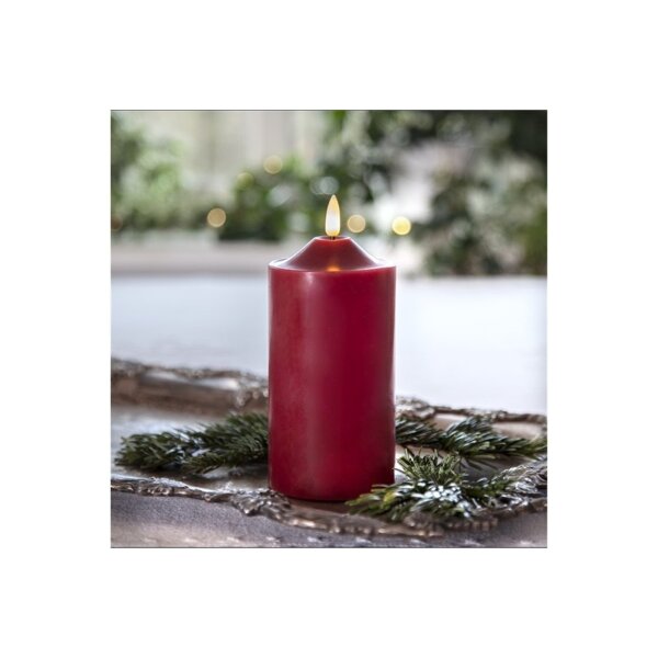 LED STUMPENKERZE FLAMME Rot 17cm
