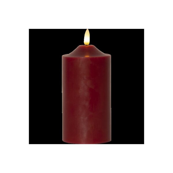 LED STUMPENKERZE FLAMME Rot 17cm