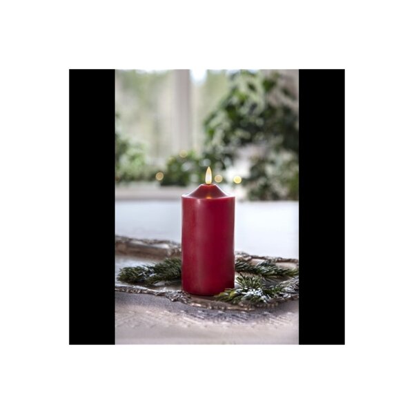 LED STUMPENKERZE FLAMME Rot 17cm