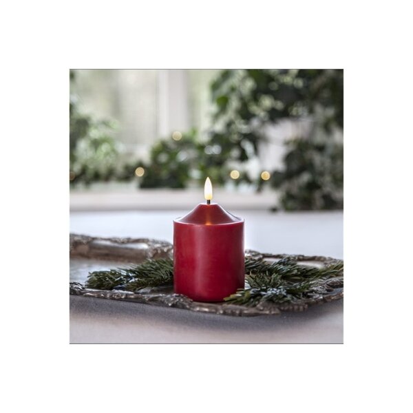 LED STUMPENKERZE FLAMME Rot 12cm