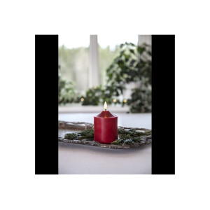LED STUMPENKERZE FLAMME Rot 12cm