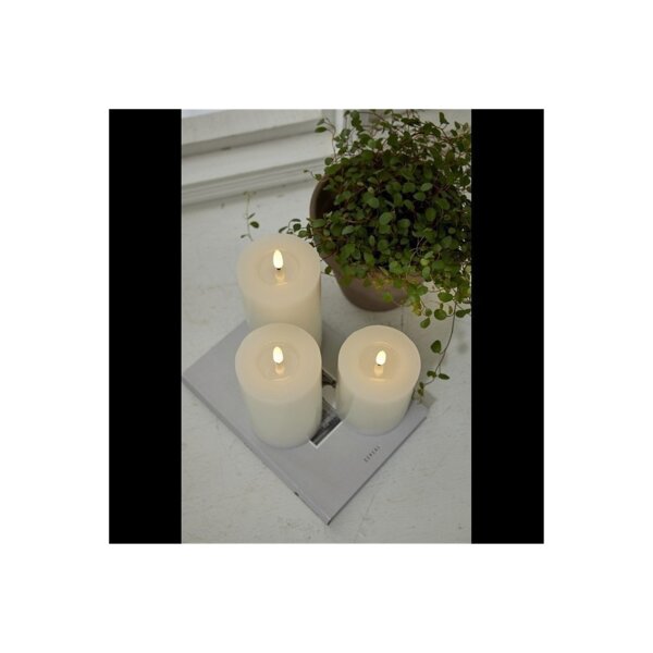 LED Stumpenkerze "Flamme Flow" 15cm weiß