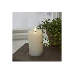LED Stumpenkerze "Flamme Flow" 15cm weiß