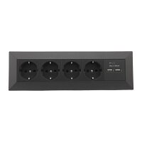 ChiliTec Ecksteckdose Küchensteckdose mit USB Doppelsteckdose 4x Steckdosen 2x USB I 90° Winkel I 230V Aufbau & Eck-Montage für Arbeitsplatte Küche I Schwarz