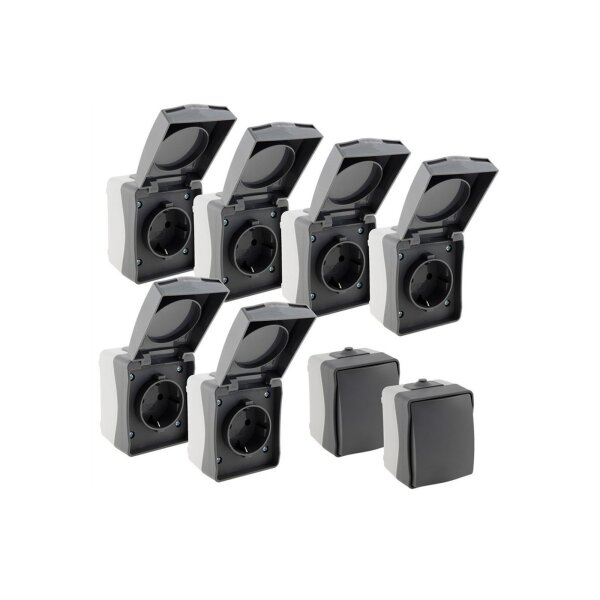 NUQUI Feuchtraum Starter-Kit 8-teilig, IP54, Aufputz, 250V~/ 16A