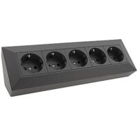 ChiliTec 5-fach Eck-Steckdose Küchensteckdose 230V I 90° Winkel für Eck Montage I Aufbau-Steckdose für Küche Werkstatt I Schwarz