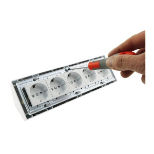 ChiliTec Steckdosenblock 5-fach Ecksteckdose 230V Küchensteckdose Aufbausteckdose mit 5 Steckplätzen Unterbau & Eck Montage für Arbeitsplatte Küche Werkstatt Weiß
