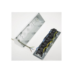 ChiliTec Steckdosenblock 5-fach Ecksteckdose 230V Küchensteckdose Aufbausteckdose mit 5 Steckplätzen Unterbau & Eck Montage für Arbeitsplatte Küche Werkstatt Weiß