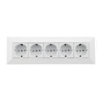 ChiliTec Steckdosenblock 5-fach Ecksteckdose 230V Küchensteckdose Aufbausteckdose mit 5 Steckplätzen Unterbau & Eck Montage für Arbeitsplatte Küche Werkstatt Weiß