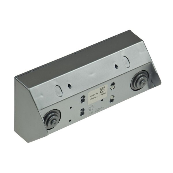 ChiliTec Steckdosenblock Ecksteckdose mit 2x USB 2 Schutzkontaktsteckdosen Aufbausteckdose 230V Unterbau Eck-Montage für Arbeitsplatte Küche Grau Silber