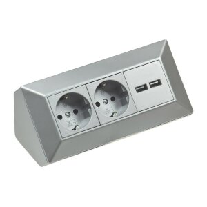 ChiliTec Steckdosenblock Ecksteckdose mit 2x USB 2...
