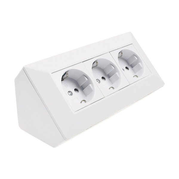 ChiliTec Steckdosenblock Unterbausteckdose 3-fach 250V 3er Aufputzsteckdose für Küche Büro Werkstatt Matt Weiß