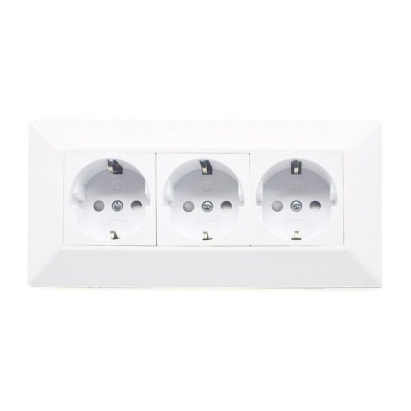 ChiliTec Steckdosenblock Unterbausteckdose 3-fach 250V 3er Aufputzsteckdose für Küche Büro Werkstatt Matt Weiß
