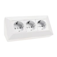 ChiliTec Steckdosenblock Unterbausteckdose 3-fach 250V 3er Aufputzsteckdose für Küche Büro Werkstatt Matt Weiß