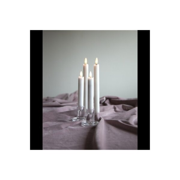 4er Set LED LEUCHTERKERZE X2 FLAMME weiß15 + 24,5cm hoch