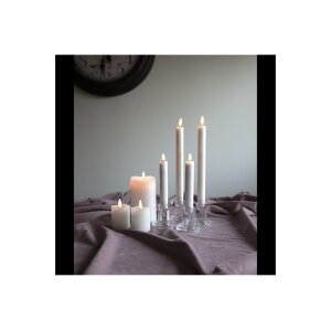 4er Set LED LEUCHTERKERZE X2 FLAMME weiß15 + 24,5cm hoch