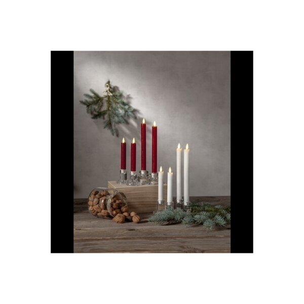 LED LEUCHTERKERZE X2 FLAMME weiß 24,5cm hoch