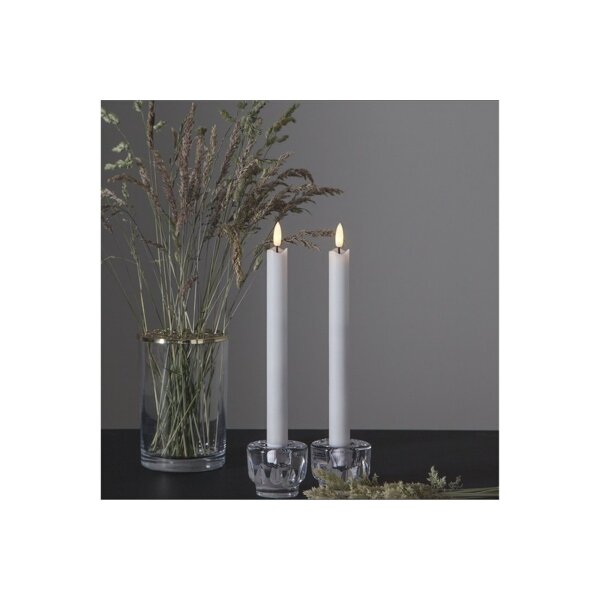 LED LEUCHTERKERZE X2 FLAMME weiß 24,5cm hoch