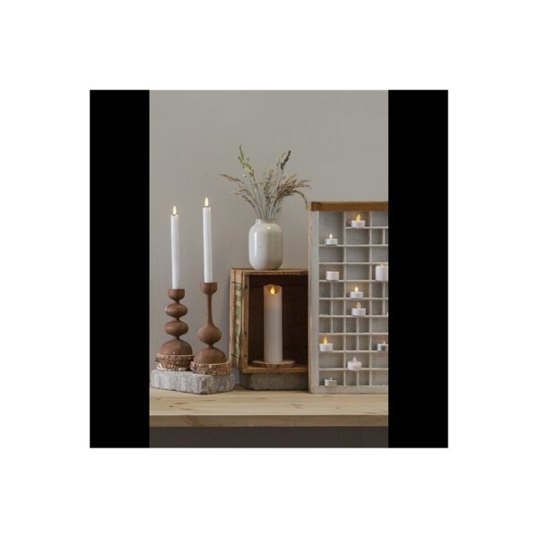 LED LEUCHTERKERZE X2 FLAMME weiß 24,5cm hoch