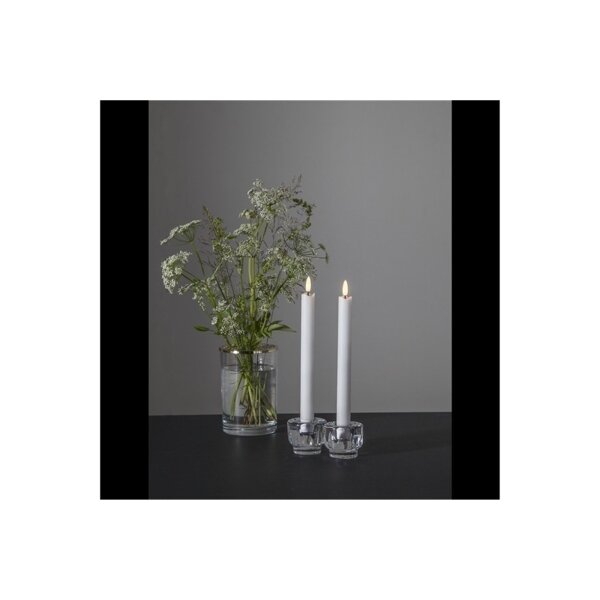 LED LEUCHTERKERZE X2 FLAMME weiß 24,5cm hoch