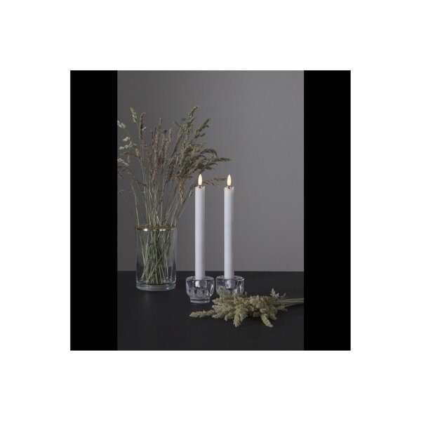 LED LEUCHTERKERZE X2 FLAMME weiß 24,5cm hoch