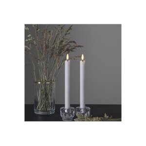 LED LEUCHTERKERZE X2 FLAMME weiß 24,5cm hoch