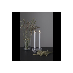 LED LEUCHTERKERZE X2 FLAMME weiß 24,5cm hoch